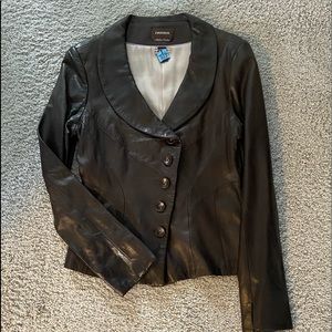 Italian Leather Button Blazer